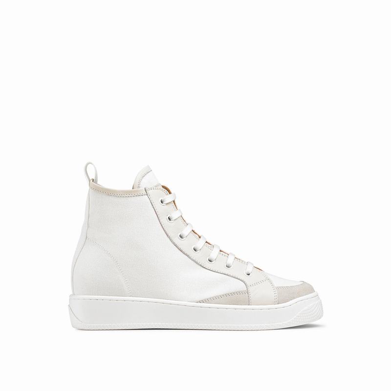 Russell & Bromley Homerun High-Top Sneakers Womens White [GUZ4636LF]